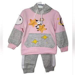 Baby Toddler 2pc Set Hooded Long Sleeve Sweatshirt/ Pants Size 6-9, 12-18 Months